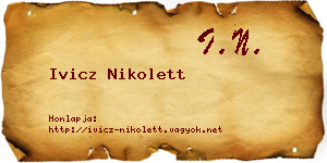 Ivicz Nikolett névjegykártya